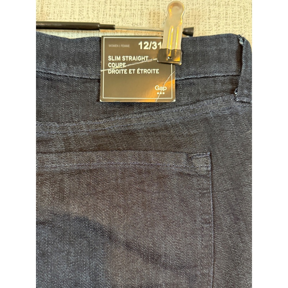 NWT Gap 1969 Slim Straight Jeans Womens 12/31 Dark Indigo Mid Rise Stretch Denim